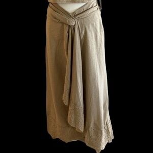 🔥JASON WU Linen Blend Skirt Exquisite size 6 in tan new but washed